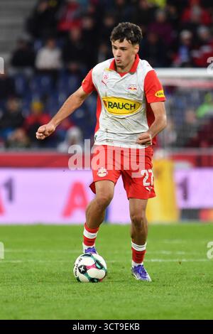 Salzbourg, Autriche. 05 octobre 2025. SALZBOURG, AUTRICHE - 5 OCTOBRE : Kerim Alajbegovic de Salzbourg lors du match de l'Admiral Bundesliga entre le FC Red Bull Salzburg et le SK Rapid Wien au Red Bull Arena le 5 octobre 2025 à Salzbourg, Autriche.251005 SEPA 24 040 - 20251005 PD10800 crédit : APA-PictureDesk/Alamy Live News Banque D'Images