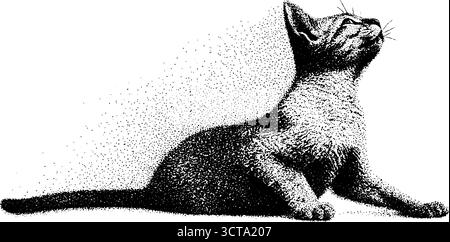 Chat élégant dans la conception détaillée de pointillés à pois pour l'art et l'impression. Illustration de Vecteur