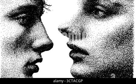 Art pointillé complexe de deux faces se chevauchant pour un design créatif. Illustration de Vecteur