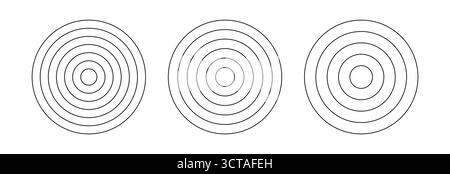 Cercles concentriques de grilles polaires. Diagrammes circulaires divisés en 4, 5 et 6 segments. Papier graphique polaire vierge.roue de la vie ou tracker des habitudes. Illustration de Vecteur