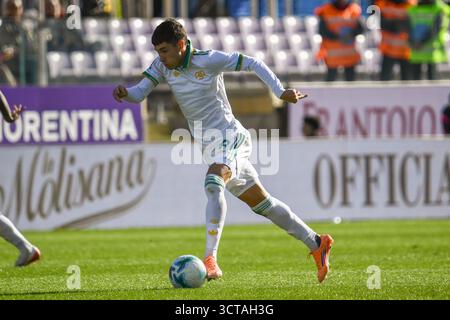 Florence, Italie. 05 octobre 2025. Matias Soule' Malvano (Roma) pendant ACF Fiorentina vs AS Roma, match de football italien Serie A à Florence, Italie, 05 octobre 2025 crédit : Agence photo indépendante/Alamy Live News Banque D'Images