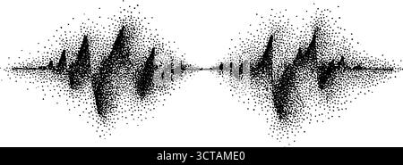 Illustration pointillée complexe des ondes sonores pour les projets de conception. Illustration de Vecteur