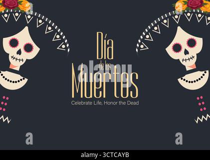 Illustration vectorielle de bannière dia de los Muertos. Illustration de Vecteur