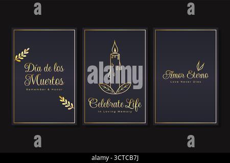 Dia de los Muertos ensemble d'affiches minimal. Illustration de Vecteur