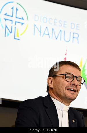 Bruxelles, Belgique. 06 octobre 2025. Le nouvel évêque de Namur Fabien Lejeusne photographié lors d'une conférence de presse pour annoncer deux nouveaux évêques, par la Conférence épiscopale de Belgique à Bruxelles, lundi 06 octobre 2025. BELGA PHOTO ERIC LALMAND crédit : Belga News Agency/Alamy Live News Banque D'Images
