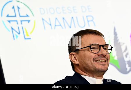 Bruxelles, Belgique. 06 octobre 2025. Le nouvel évêque de Namur Fabien Lejeusne photographié lors d'une conférence de presse pour annoncer deux nouveaux évêques, par la Conférence épiscopale de Belgique à Bruxelles, lundi 06 octobre 2025. BELGA PHOTO ERIC LALMAND crédit : Belga News Agency/Alamy Live News Banque D'Images