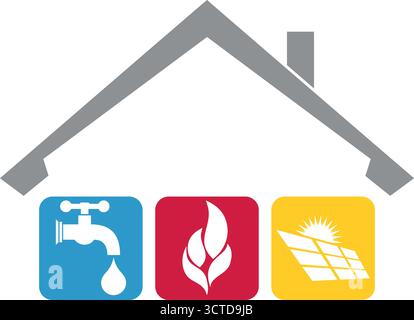 outils de maison, gardien, plombier, installateur, services, logo, arrière-plan Illustration de Vecteur