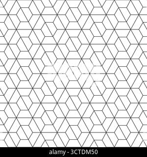 Motif géométrique sans couture. Hexagone à géométrie abstraite répétée tileable. Ligne noire répétée isolée sur fond blanc. Impression hexagonale 3D design Illustration de Vecteur