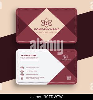 Modèle de conception de carte de visite minimale Burgundy géométrique Illustration de Vecteur