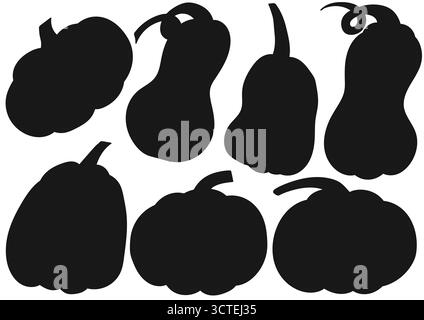 jack-o'-lanterne. Ensemble de silhouettes dans le style dessiné à la main. Conception pour les énigmes, les tâches éducatives des enfants. Icônes, signes, autocollants, logo Illustration de Vecteur