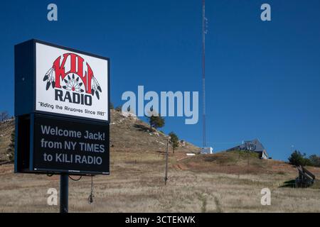 Porcupine, Dakota du Sud - KILI Radio, la voix de la nation Lakota. La station diffuse en Lakota et en anglais à Pine Ridge, Cheyenne River, Banque D'Images