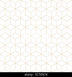 Motif géométrique sans couture. Arrière-plan abstrait répété. Géométrie ajustable. Ligne d'or froide répétée isolée sur fond blanc. Carreaux imprimés dorés Illustration de Vecteur
