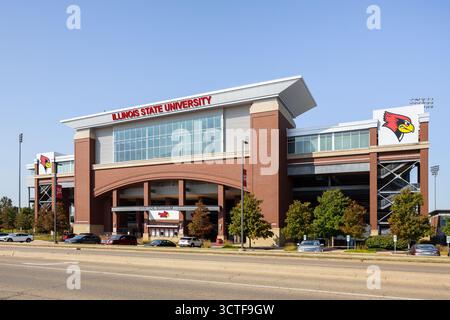 Le Hancock Stadium accueille l'équipe de football américain des Redbirds de l'université d'État de l'Illinois qui participe à la conférence de football de la vallée du Missouri de la NCAA. Banque D'Images