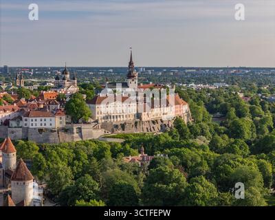 Vue aérienne vers la colline Toompea dans la vieille ville de Tallinn Banque D'Images