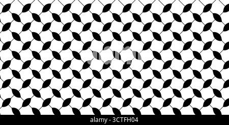 Motif keffiyeh noir et blanc répété. Imprimé foulard traditionnel oriental pour hommes. Texture géométrique du tissu. Fond de tissu arabe. Imprimé textile palestinien moderne. Illustration graphique vectorielle. Illustration de Vecteur