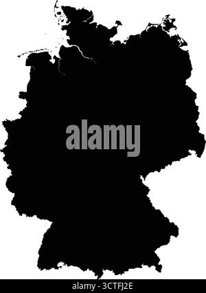 Silhouette vectorielle noire détaillée modifiable du pays de l'Allemagne. Illustration de Vecteur