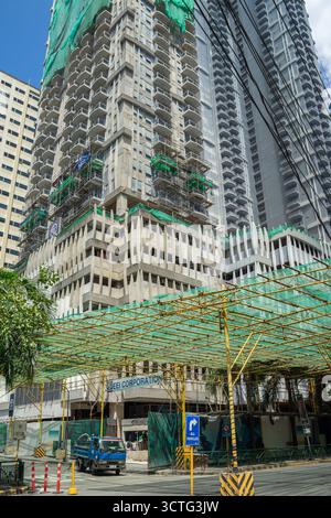Projet de construction d'EEI Corporation, Pasig, Manille, Philippines. Bâtiment en construction Banque D'Images