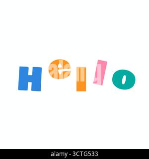 Illustration typographique colorée et ludique présentant un lettrage décoratif, une calligraphie moderne et des éléments artistiques. Banque D'Images