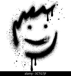 Visage d'enfant souriant peinture en aérosol peinte. Illustration vectorielle sur fond blanc. Graffiti au pochoir de peinture pulvérisée. Illustration de Vecteur
