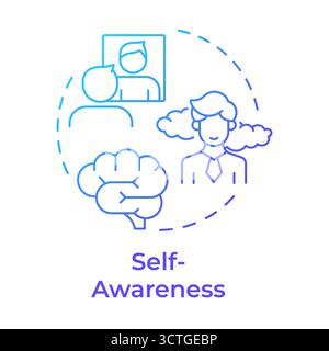 Icône de concept de dégradé bleu de conscience de soi Illustration de Vecteur