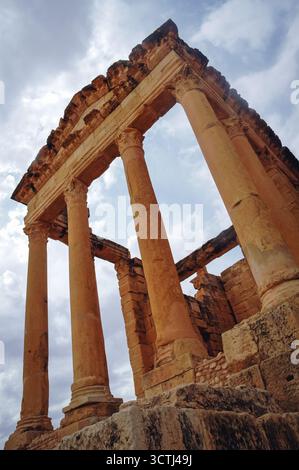 Minerva Temple du Capitole temples de Sufetula dans la ville antique romaine Sufetula dans la ville de Sbeitla dans le centre-nord de la Tunisie Banque D'Images