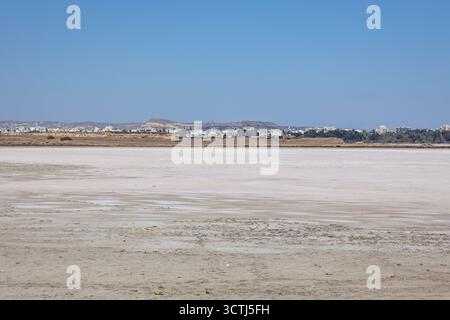 Vue aérienne du lac salé de Larnaca à Larnaca, Chypre Banque D'Images