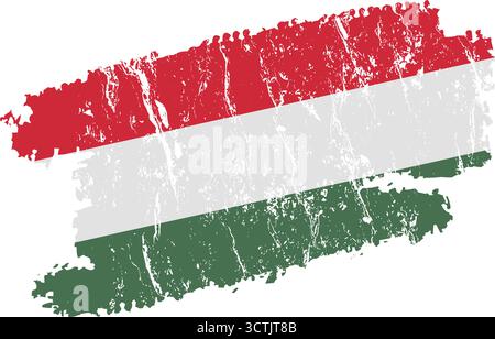 Drapeau hongrois avec effet grunge – illustration vectorielle de drapeau hongrois vintage Illustration de Vecteur