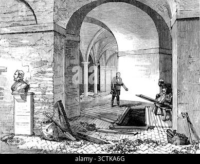 Funérailles de Lord Napier de Magdala : la crypte de la Cathédrale de Paul, 1890. Les cérémonies qui assistaient aux funérailles publiques de ce distingué soldat vétéran et serviteur de l'Empire britannique, le mardi 21 janvier, ont excité la plus grande attention de l'arrangement par lequel, comme il avait occupé le poste de gendarme de la Tour de Londres, son cercueil a été transporté avec une escorte militaire de l'ancienne forteresse historique, où il était en état ce matin-là, à la cathédrale de Paul, pour être posé dans la crypte là... entre onze heures et douze heures, la procession se déplaça de la Tour à celle de Paul Banque D'Images