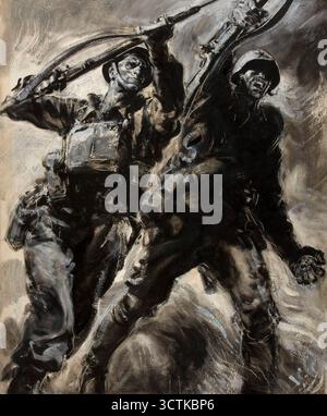 Unité de force - Un soldat britannique et un soldat russe avec des fusils levés, affiche de la seconde Guerre mondiale, entre 1939-1946. Banque D'Images