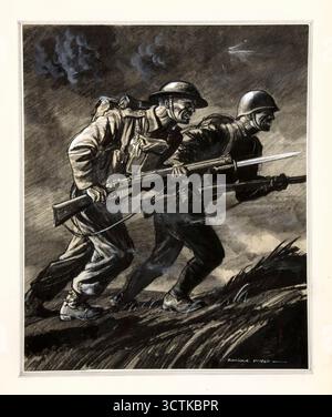 Unité de force - Un soldat britannique et un soldat russe chargés de fusils, affiche de la seconde Guerre mondiale, entre 1939 et 1946. Banque D'Images