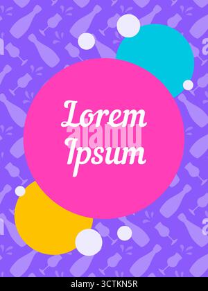 modèle avec place pour le texte. carte avec bouteilles et verres. pour un menu et un design festif. Illustration de Vecteur