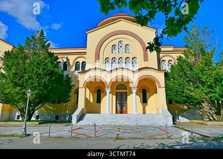 La nouvelle église orthodoxe du monastère de Saint Gerasimos sur l'île ionienne de Céphalonie, Grèce Banque D'Images