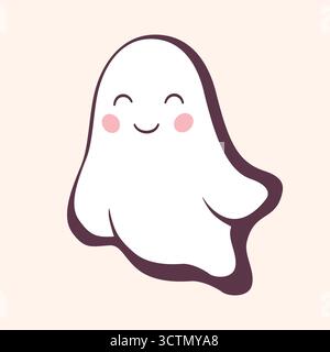 Joli fantôme de dessin animé simple. Illustration vectorielle. Illustration de Vecteur