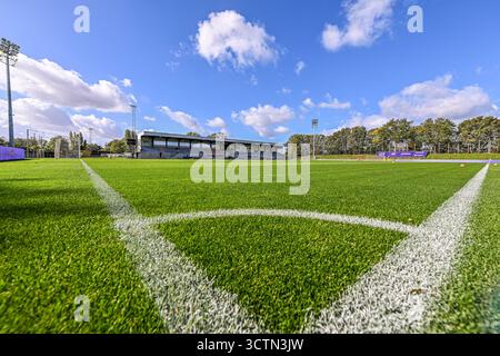 Deinze, Belgique. 04 octobre 2025. Stadion Deinze photographié avant un match de football féminin entre le RSC Anderlecht Women et les AA Gent Ladies lors de la troisième journée de la saison 2024 - 2025 de la Super League belge Lotto Womens, le samedi 4 octobre 2025 à Deinze, Belgique . Crédit : Sportpix/Alamy Live News Banque D'Images