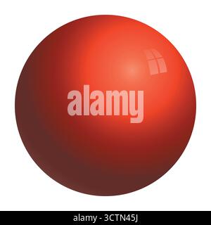 Boule en verre rouge ou perle précieuse. Boule brillante réaliste, illustration vectorielle abstraite 3D mise en évidence sur fond blanc. Grosse bulle métallique avec Illustration de Vecteur
