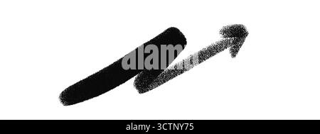 Flèche graffiti artistique pointillée pointant vers le haut avec texture pulvérisée et ombrage du grain. Flèche vectorielle abstraite en noir et blanc. Flèche graffiti pour rue Illustration de Vecteur