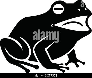 conception de silhouette de grenouille noire avec bouche ouverte, illustration amphibie, graphique animal simple pour logos, impressions et éléments web Illustration de Vecteur