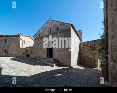 San Biagio a Vignoni, église de style roman à Vignoni a San Quirico d'Orcia dans la province de Sienne, Italie Banque D'Images
