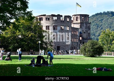 Heidelberg dans le sud-ouest de l'Allemagne. Le Schlossgarten ou jardins du château. Banque D'Images