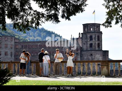 Heidelberg dans le sud-ouest de l'Allemagne. Le Schlossgarten ou jardins du château. Banque D'Images