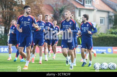Zagreb, Croatie. 08 octobre 2025. L'équipe nationale croate de football pendant l'entraînement avant le match des qualifications européennes de l'UEFA avec la Tchéquie à Zagreb, Croatie le 8. Octobre 2025. Martin Erlic, Ivan Smolcic photo : Slavko Midzor/PIXSELL crédit : Pixsell/Alamy Live News Banque D'Images