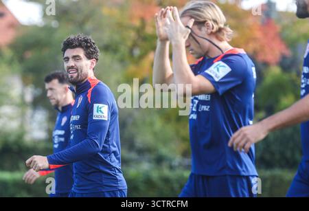 Zagreb, Croatie. 08 octobre 2025. L'équipe nationale croate de football pendant l'entraînement avant le match des qualifications européennes de l'UEFA avec la Tchéquie à Zagreb, Croatie le 8. Octobre 2025. Mateo Kovacic, Lovro Majer photo : Slavko Midzor/PIXSELL crédit : Pixsell/Alamy Live News Banque D'Images