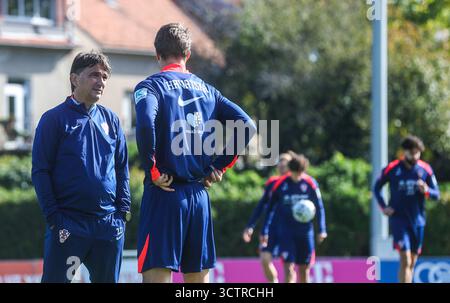 Zagreb, Croatie. 08 octobre 2025. L'équipe nationale croate de football pendant l'entraînement avant le match des qualifications européennes de l'UEFA avec la Tchéquie à Zagreb, Croatie le 8. Octobre 2025. Zlatko Dalic photo : Slavko Midzor/PIXSELL crédit : Pixsell/Alamy Live News Banque D'Images
