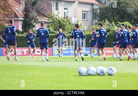Zagreb, Croatie. 08 octobre 2025. L'équipe nationale croate de football pendant l'entraînement avant le match des qualifications européennes de l'UEFA avec la Tchéquie à Zagreb, Croatie le 8. Octobre 2025. Photo : Slavko Midzor/PIXSELL crédit : Pixsell/Alamy Live News Banque D'Images