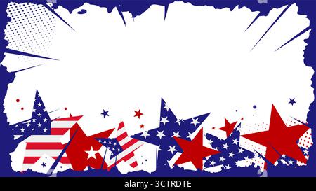 USA cadre patriotique, frontière, fond avec des étoiles américaines et drapeau - illustration vectorielle Illustration de Vecteur