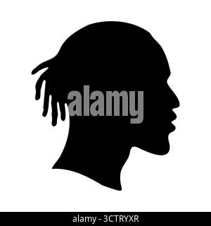 Silhouette noire de la tête d'homme africain dans le profil sur fond blanc, illustration vectorielle isolée Illustration de Vecteur