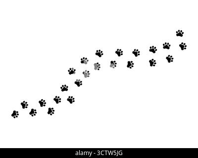 Icône de vecteur de patte de haute qualité avec des empreintes de chemin de pied de chat ou de chien. Motif de chemin propre des traces d'animaux isolé sur fond blanc, parfait pour le log Illustration de Vecteur