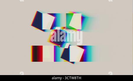 Fond abstrait coloré de cubes et de carrés. rendu 3d des formes et des couleurs avec des effets de dispersion et de réfraction, formant illustration colorée abstraite Banque D'Images