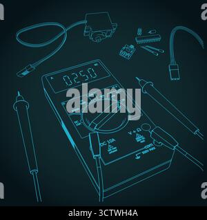 Kit de composants électroniques pour la formation des ingénieurs en électronique et les passionnés d'électronique illustration vectorielle stylisée Illustration de Vecteur