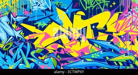 Cool abstrait style urbain Hiphop Graffiti Street Art Vector Illustration modèle de fond Illustration de Vecteur